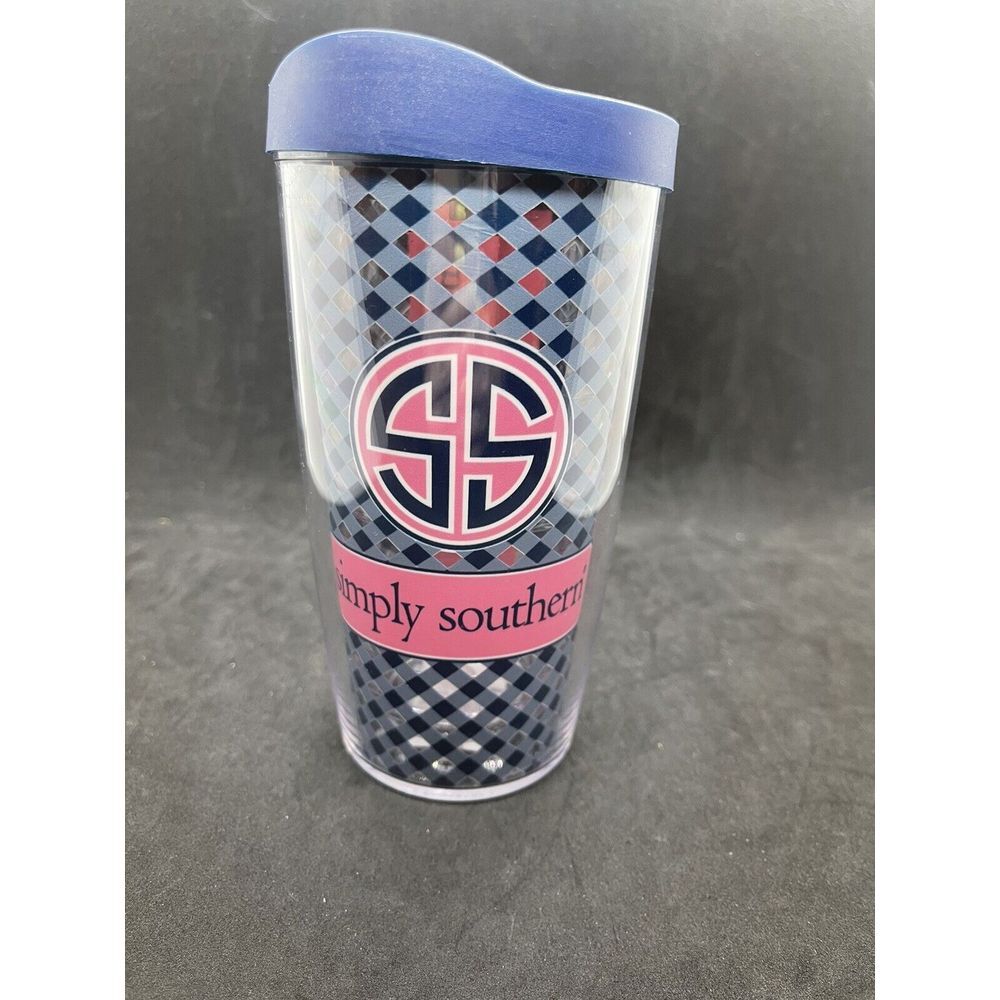 SIMPLY SOUTHERN Tervis‎ Tumbler W/Lid, 16 Oz., Diamond Print With Logo. NWT